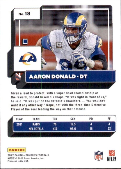 2022 Panini Donruss Aaron Donald #18 Los Angeles Rams