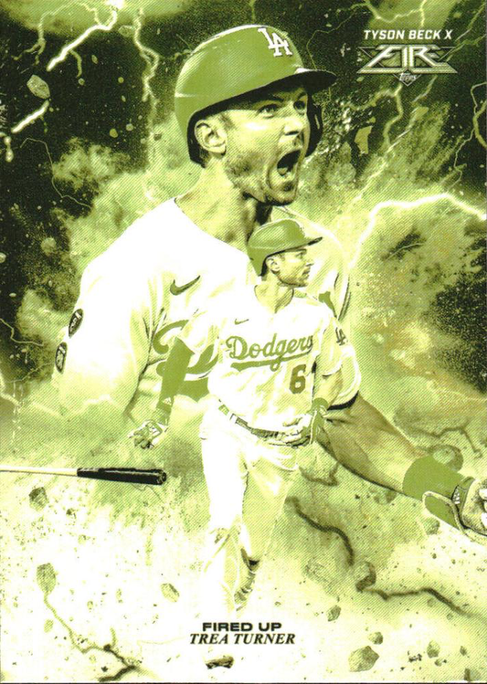 2022 Topps Fire Fired Up Gold Minted Trea Turner Los Angeles Dodgers #FIU-9