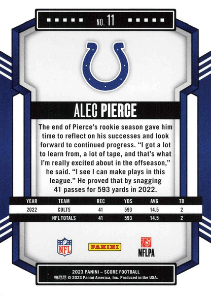 2023 Panini Score Football Alec Pierce Indianapolis Colts #11