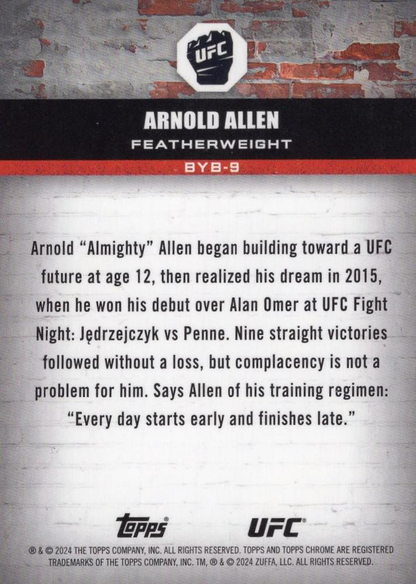 2024 Topps Chrome UFC Brick By Brick Arnold Allen #BYB-9