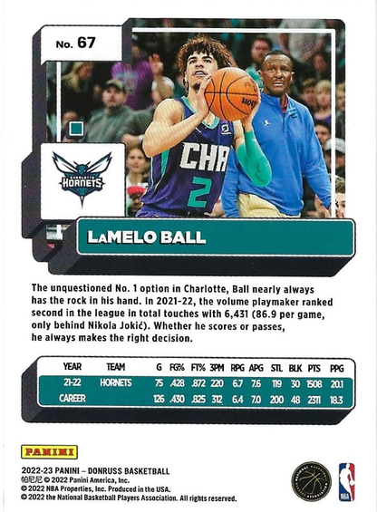 2022 Panini Donruss LaMelo Ball #67 Charlotte Hornets