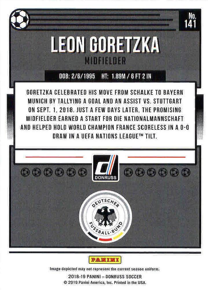 2018 Panini Donruss Leon Goretzka #141 Germany