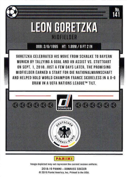 2018 Panini Donruss Leon Goretzka #141 Germany