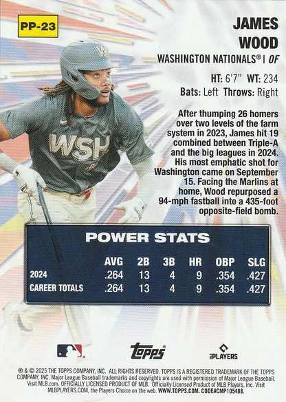 2025 Topps Series 1 Power Players James Wood Washington Nationals #PP-23