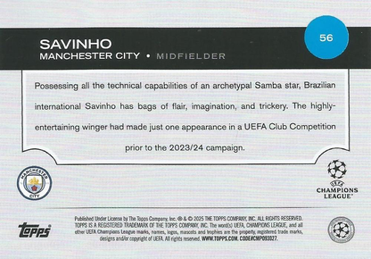 2024 Topps UCC Savinho #56 Manchester City