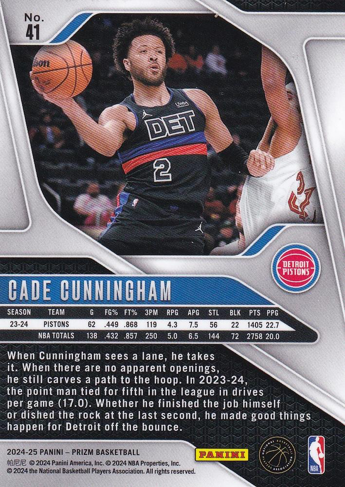 2024 Panini Prizm Cade Cunningham #41 Detroit Pistons