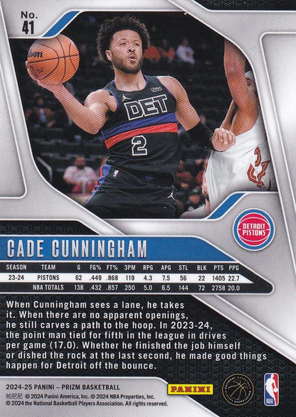 2024 Panini Prizm Cade Cunningham #41 Detroit Pistons