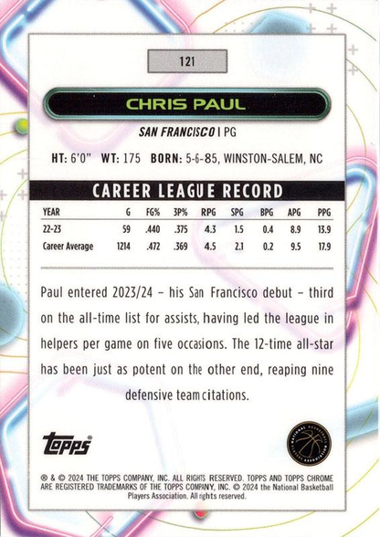 2023 Topps Chrome Cosmic Chris Paul #121 Golden State Warriors