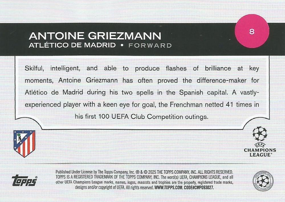 2024 Topps UCC Antoine Griezmann #8 Atletico Madrid