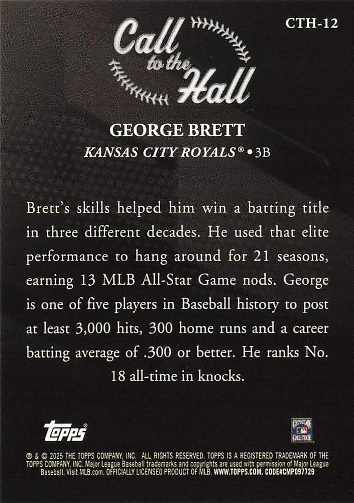 2025 Topps Series 1 Call to the Hall George Brett Kansas City Royals #CTH-12