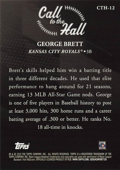 2025 Topps Series 1 Call to the Hall George Brett Kansas City Royals #CTH-12
