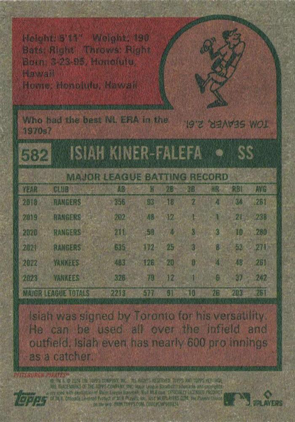 2024 Topps Heritage Isiah Kiner-Falefa Pittsburgh Pirates #582