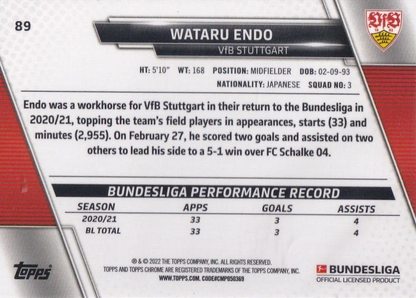 2021 Topps Chrome Bundesliga Wataru Endo #89 VfB Stuttgart
