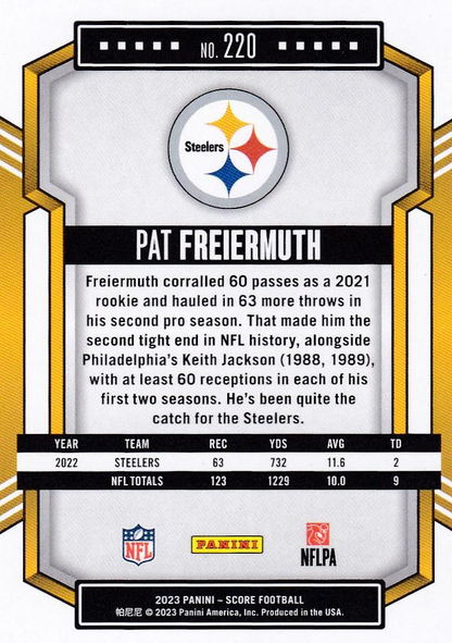 2023 Panini Score Football Pat Freiermuth Pittsburgh Steelers #220