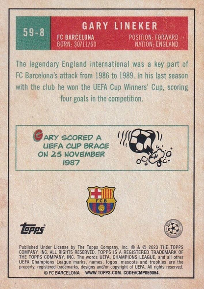 2022 Topps UCC 1959 Gary Lineker #59-8 FC Barcelona