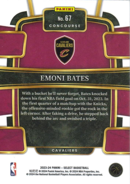 2023 Panini Select NBA Blue Emoni Bates RC #67 Cleveland Cavaliers