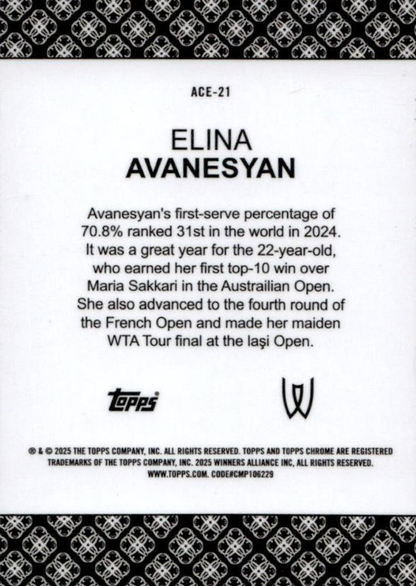 2025 Topps Chrome Tennis Aces Elina Avanesyan #ACE-21