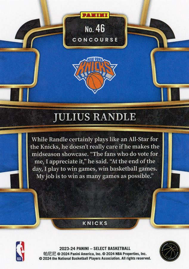 2023 Panini Select Julius Randle Blue #46 New York Knicks