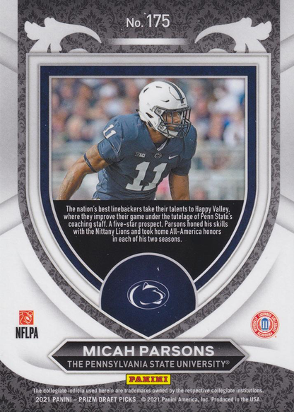 2021 Panini Prizm Draft Picks Crusade Micah Parsons RC #175 Penn State Nittany Lions