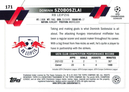 2022 Topps Chrome UCC Dominik Szoboszlai #171 RB Leipzig