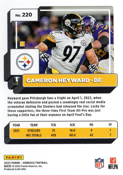 2022 Panini Donruss Cameron Heyward #220 Pittsburgh Steelers