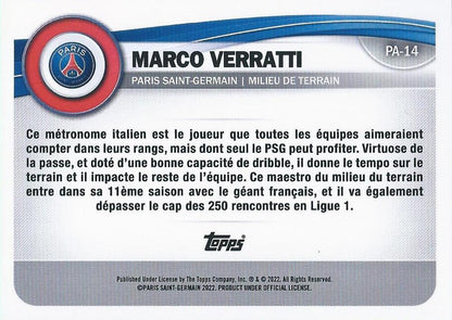 2022 Topps PSG Fan Set Marco Verratti #PA-14 Paris Saint-Germain