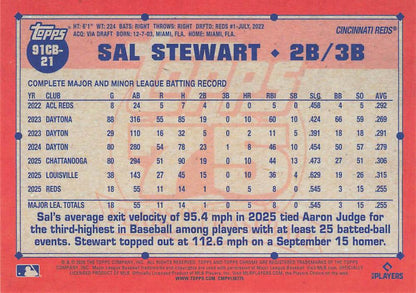 2026 Topps Chrome 1991 35th RC Sal Stewart #91CB-21 Cincinnati Reds