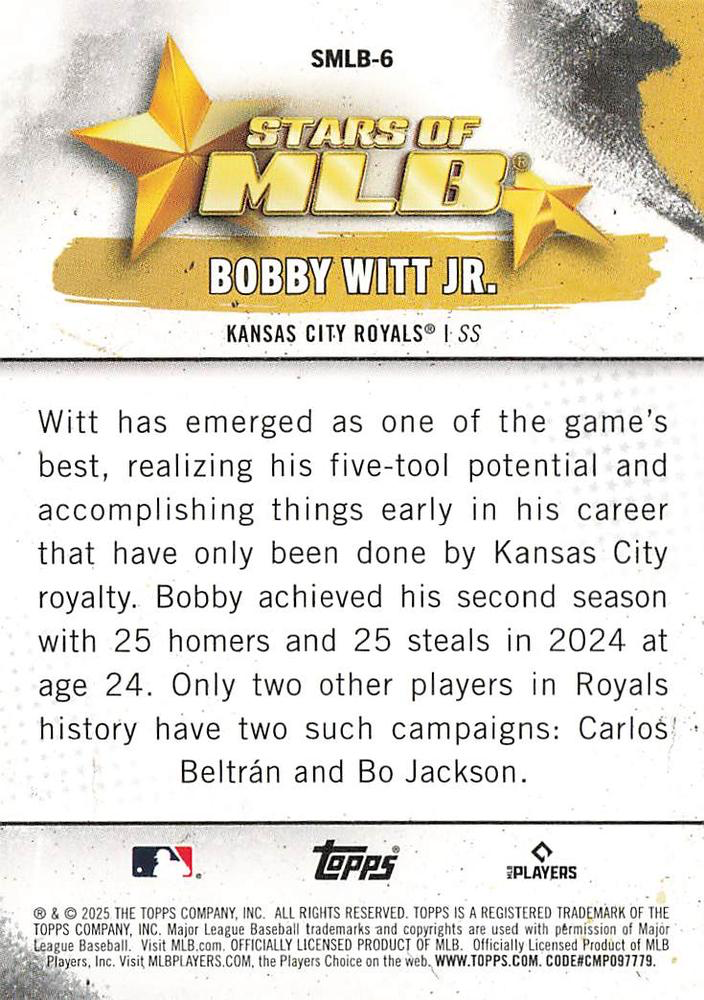 2025 Topps Series 1 Stars of MLB Bobby Witt Jr. Kansas City Royals #SMLB-6