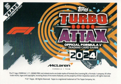 2024 Topps Turbo Attax F1 Oscar Piastri CC Qatar #161 McLaren F1