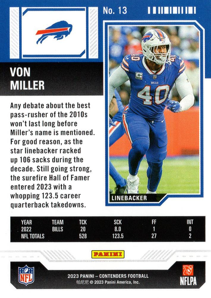 2023 Panini Contenders Von Miller Buffalo Bills #13