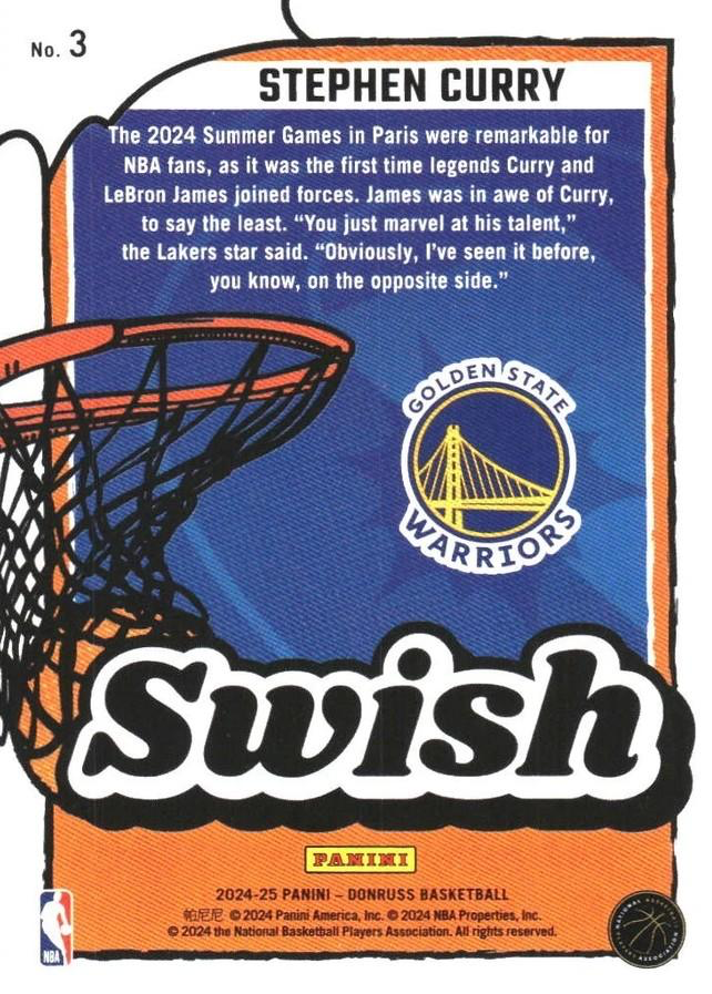 2024 Panini Donruss Swish Stephen Curry #3 Golden State Warriors