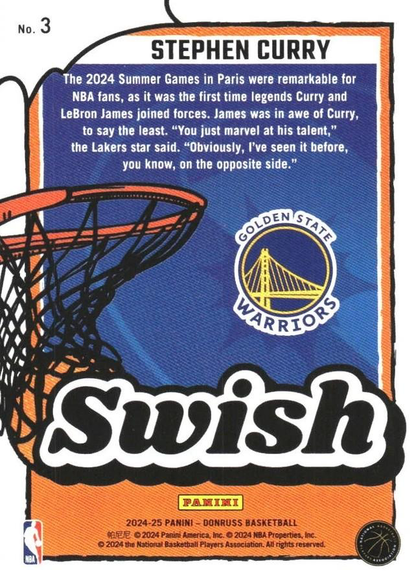 2024 Panini Donruss Swish Stephen Curry #3 Golden State Warriors