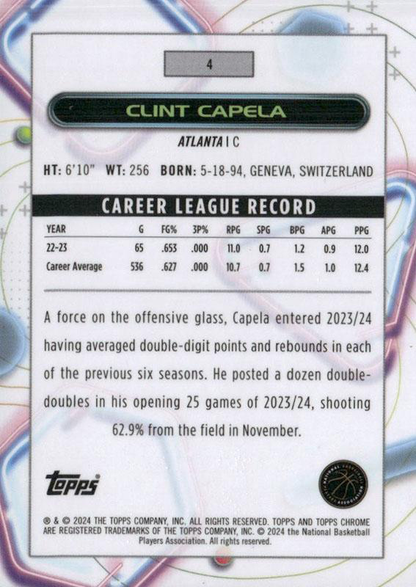 2023 Topps Chrome Cosmic Clint Capela #4 Atlanta Hawks