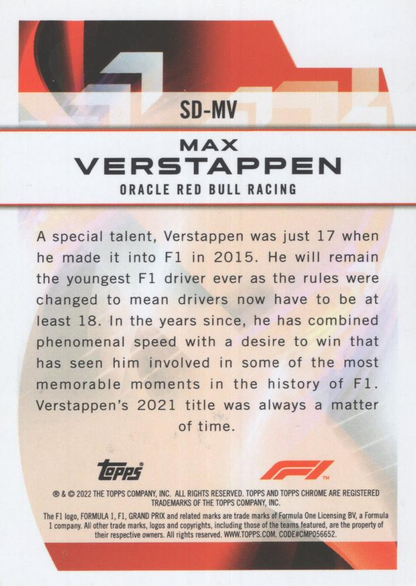 2022 Topps Chrome Formula 1 Speed Demons Max Verstappen SD-MV Oracle Red Bull Racing