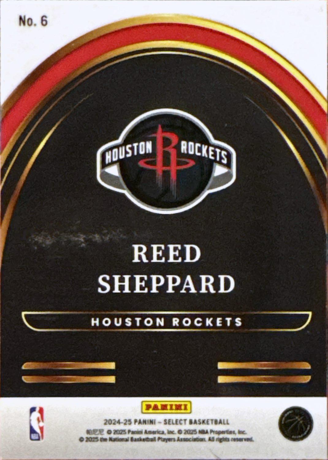 2024 Panini Select Select Future RC Reed Sheppard #6 Houston Rockets