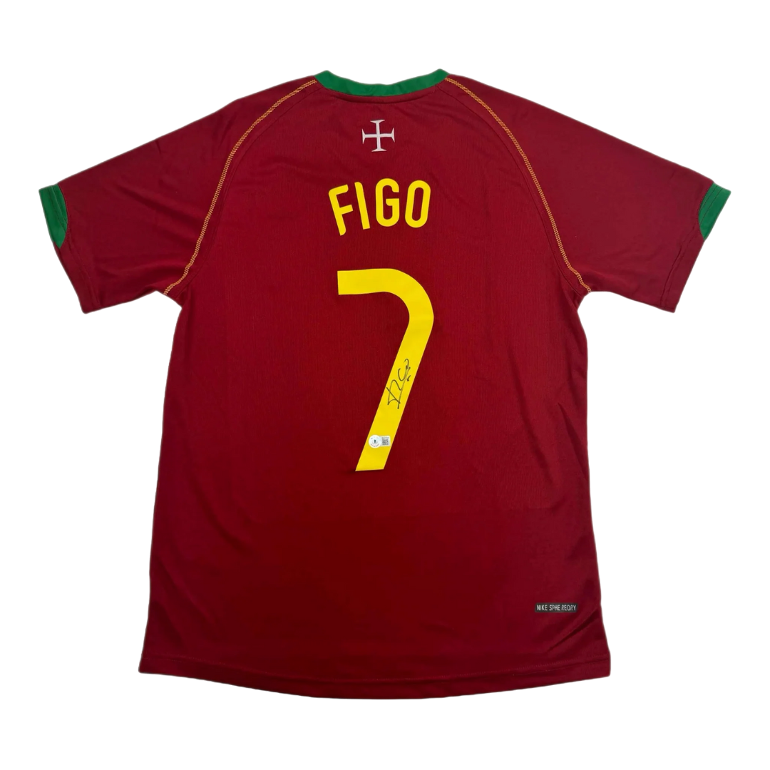 Maillot du Portugal signé par Figo (Beckett)