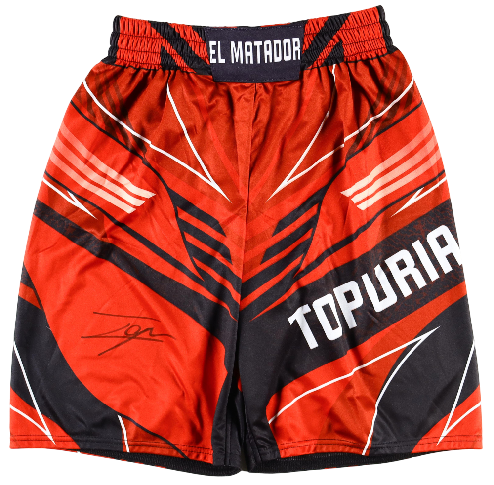 Custom “El matador” UFC shorts signed by Ilia Topuria (Beckett)